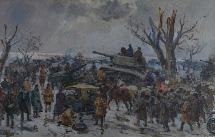 Георгий Савицкий. "Переправа через Волгу у Сталинграда" (1944)